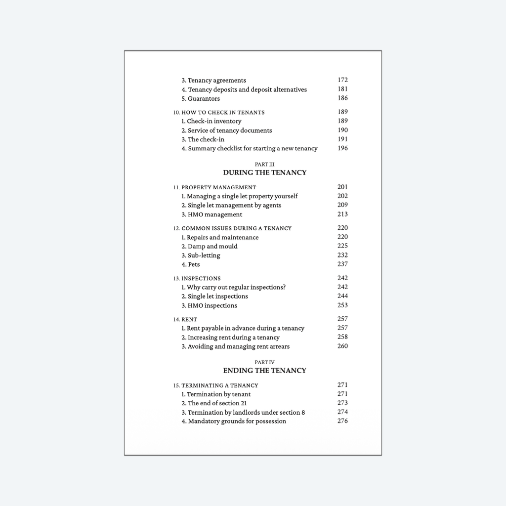 Contents page 3 of The Good Landlord Handbook - Part III During the Tenancy and Part Iv Ending the Tenancy